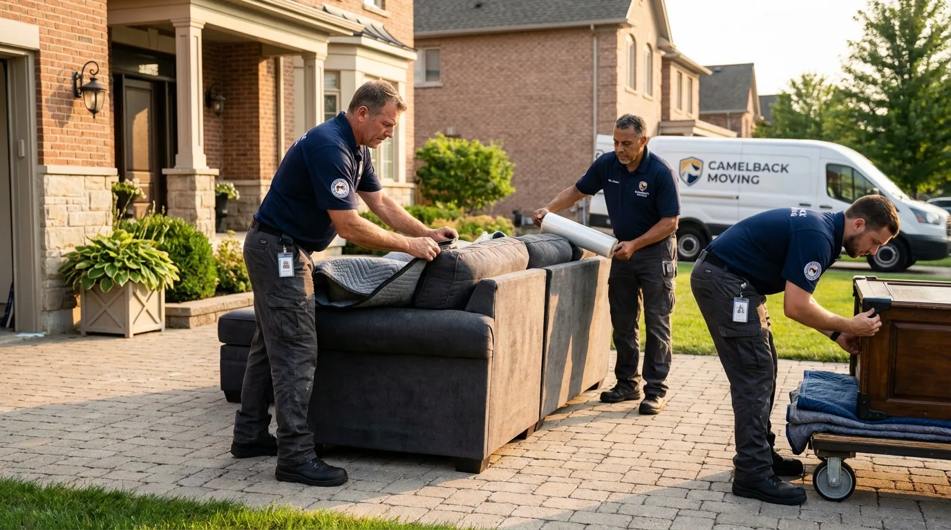Large estate moving crew wrapping furniture in Aransas Pass, TX