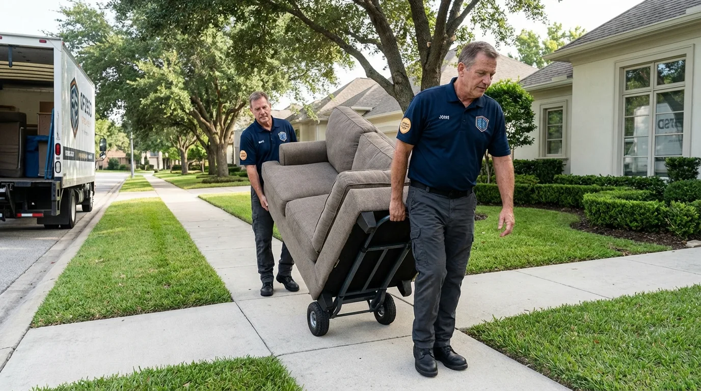 Local residential moving crew loading furniture in Aransas Pass, TX
