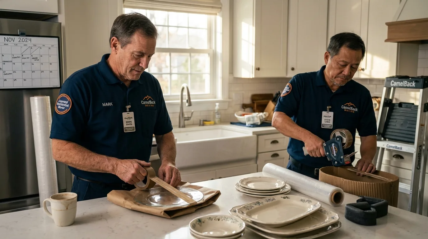 Professional crew packing kitchen dishware in Aransas Pass, TX